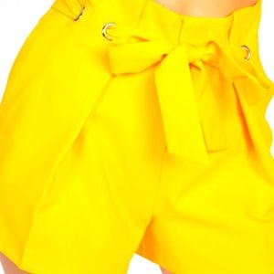 Yellow Mustard Tie Up Shorts